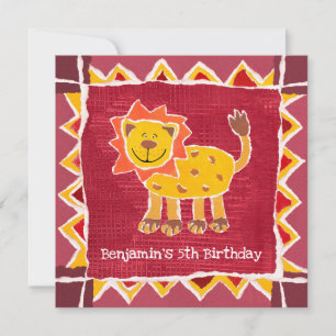 Custom Lion Collage Print Birthday Einladung