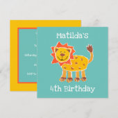 Custom Lion Collage Print Birthday Einladung (Vorne/Hinten)