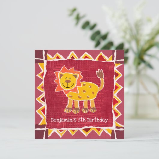 Custom Lion Collage Print Birthday Einladung (Stehend Vorderseite)