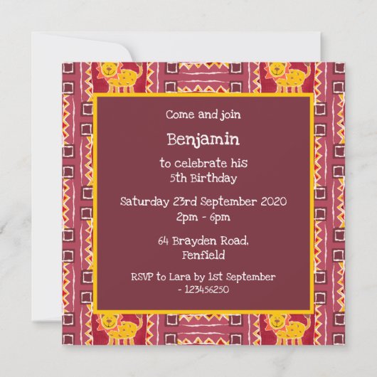 Custom Lion Collage Print Birthday Einladung (Rückseite)