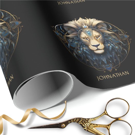 Custom Lion Zodiac Symbol Black Gold kosmischen Le Geschenkpapier
