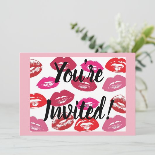 CUSTOM Lipsense Party Einladung + Briefumschläge (Stehend Vorderseite)
