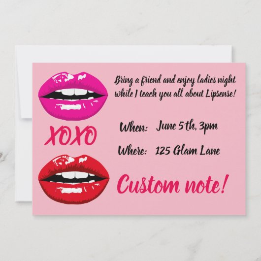CUSTOM Lipsense Party Einladung + Briefumschläge (Rückseite)