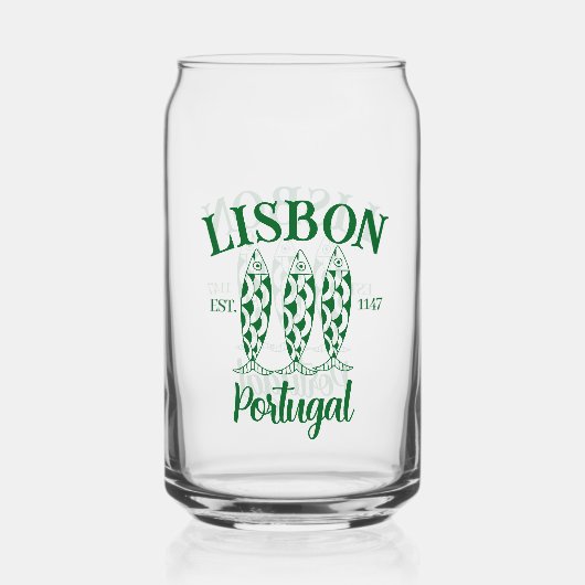 Custom Lissabon Portugal Estertext White Dosenglas (Rückseite)