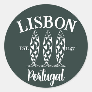 Custom Lissabon Portugal Estertext White Runder Aufkleber