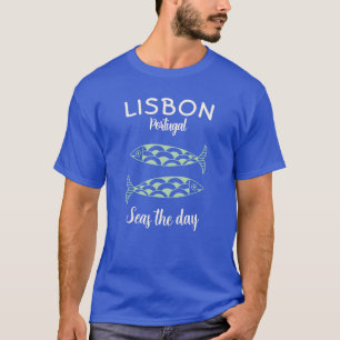 Custom Lissabon Portugal Küstenreise Grüner Fisch T-Shirt