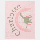 Custom Little Girl Dinosaur Rainbow Pink Fleecedecke (Vorderseite)