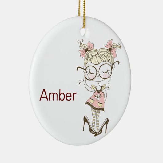 Custom Little Girls Weihnachts-Keramik Ornament (Rechts)