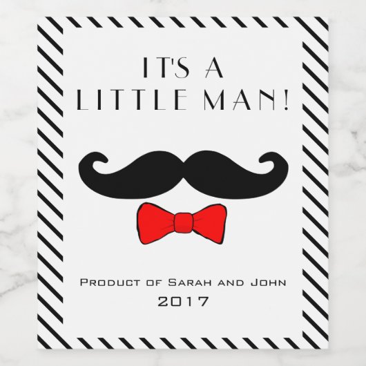 Custom Little Man Es ist ein Boy Mustache Red Bow Weinetikett (Einzelnes Label)