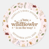 Custom Little Wildblume Girl Babydusche Runder Aufkleber (Vorderseite)
