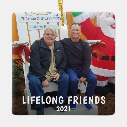 Custom Living Friends 2 Foto 2 Jahr Weihnachten Keramikornament (Vorderseite)