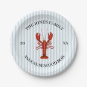 Custom Lobster Boil Nautical Blue Strip Pappteller (Vorderseite)