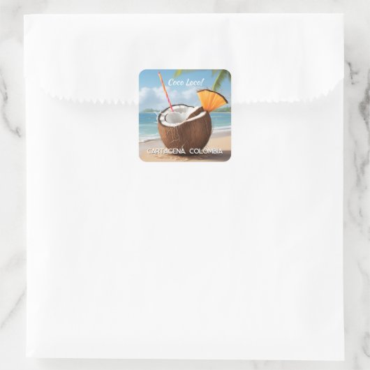 Custom Location Coco Loco Quadratischer Aufkleber (Tasche)