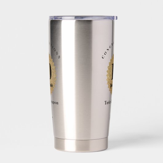 Custom logo 10 Years of Service Award Gold seal Thermobecher (Links)