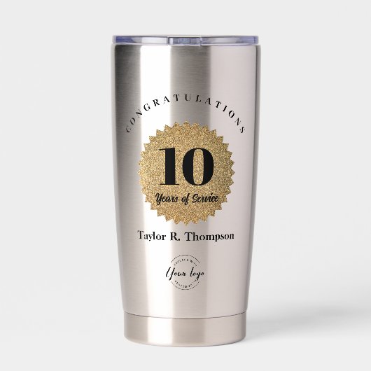 Custom logo 10 Years of Service Award Gold seal Thermobecher (Rückseite)