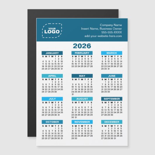 Custom Logo 2026 Calendar Business Magnet (Vorne/Hinten)