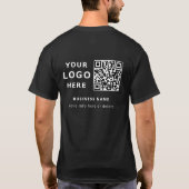 Custom Logo and QR Code Employee Modern Black T-Shirt (Rückseite)