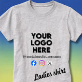 Custom Logo and Social Media Business T-Shirt