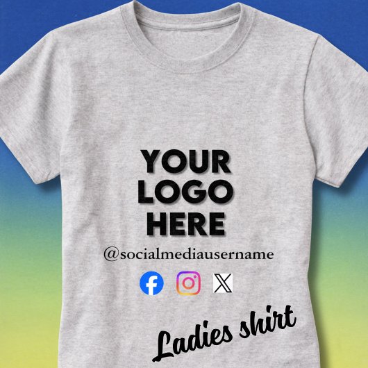 Custom Logo and Social Media Business T-Shirt