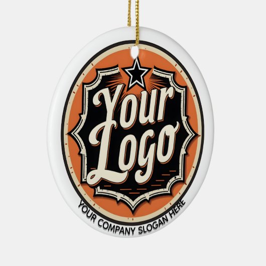 Custom Logo and Text Business Keramik Ornament (Rechts)
