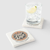 Custom Logo and Text Business Steinuntersetzer (Seitenansicht)