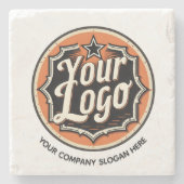 Custom Logo and Text Business Steinuntersetzer (Vorderseite)