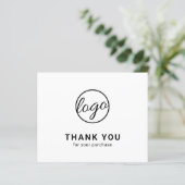 Custom Logo Black and White Budget Thank You Card (Stehend Vorderseite)