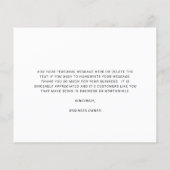 Custom Logo Black and White Budget Thank You Card (Rückseite)