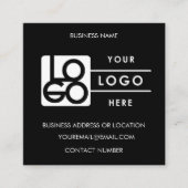 Custom Logo Black QR Code Website Social Media Quadratische Visitenkarte (Vorderseite)