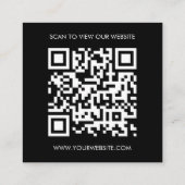 Custom Logo Black White QR Code Website Quadratische Visitenkarte (Rückseite)