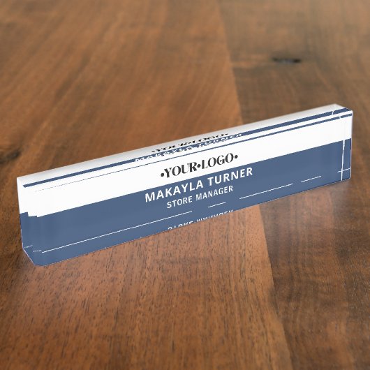 Custom Logo Blue Namensplakette (Seite)