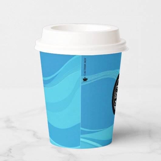 Custom Logo Blue Waves Papier Cup 8oz Pappbecher (Rechts)