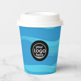 Custom Logo Blue Waves Papier Cup 8oz Pappbecher