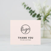 Custom Logo Blush Pink Budget Thank You Card (Stehend Vorderseite)