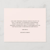 Custom Logo Blush Pink Budget Thank You Card (Rückseite)