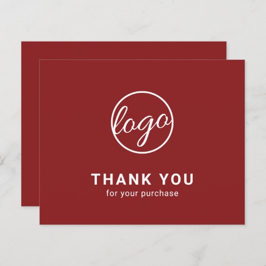 Custom Logo Burgundy Budget Thank You Card (Vorne/Hinten)