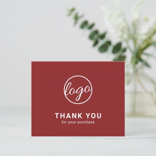 Custom Logo Burgundy Budget Thank You Card (Stehend Vorderseite)