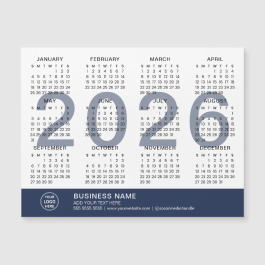 Custom Logo Business 2026 Magnetic Calendar Magnetkarte (Vorderseite)
