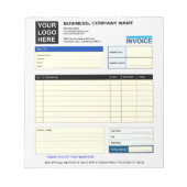 Custom Logo Business Invoice Order Form  Notizblock (Vorderseite)