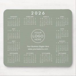 Custom Logo Business Promo 2026 Calendar Green Mousepad