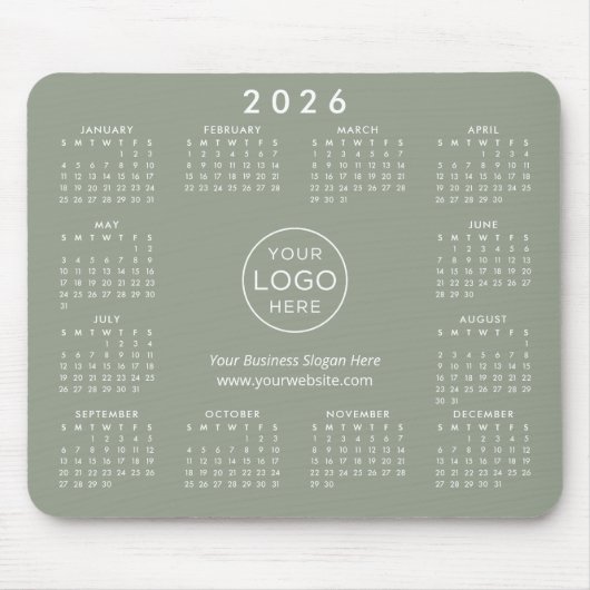 Custom Logo Business Promo 2026 Calendar Green Mousepad (Vorne)