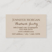 Custom Logo Circle Handmade Schmuck Pampas Sand Visitenkarte (Rückseite)