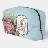 Custom logo Classy retro background botanical blue Waschbeutel (Rechte Ecke)