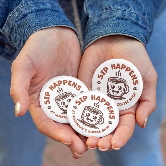 Custom Logo Coffee Shop Café Button
