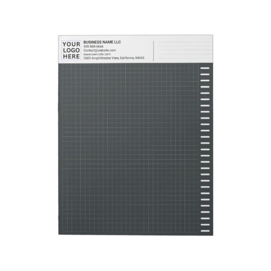 Custom Logo, Dark Engineering Graph Paper Grid Pad Notizblock (Rotiert)