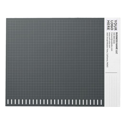 Custom Logo, Dark Engineering Graph Paper Grid Pad Notizblock (Vorderseite)