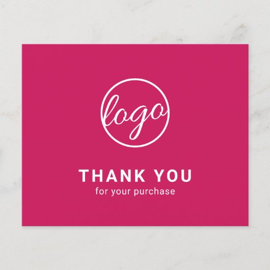 Custom Logo Dark Pink Budget Thank You Card (Vorderseite)