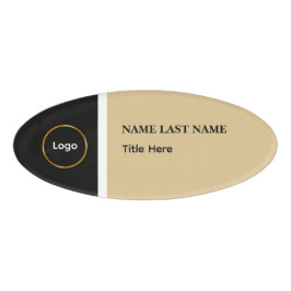 Custom Logo Elegant Dusty Blue White Magnet Namenschild