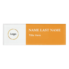 Custom Logo Elegant Dusty Blue White Magnet Namenschild