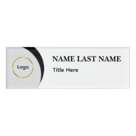 Custom Logo Elegant Dusty Blue White Magnet Namenschild